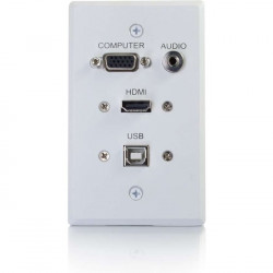 C2G HDMI, VGA, 3.5mm Audio and USB Pass Through Single Gang Wall Plate - White