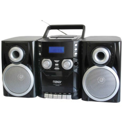 Naxa NPB426 Portable CD Player with AM/FM Radio, Cassette and Detachable Speakers